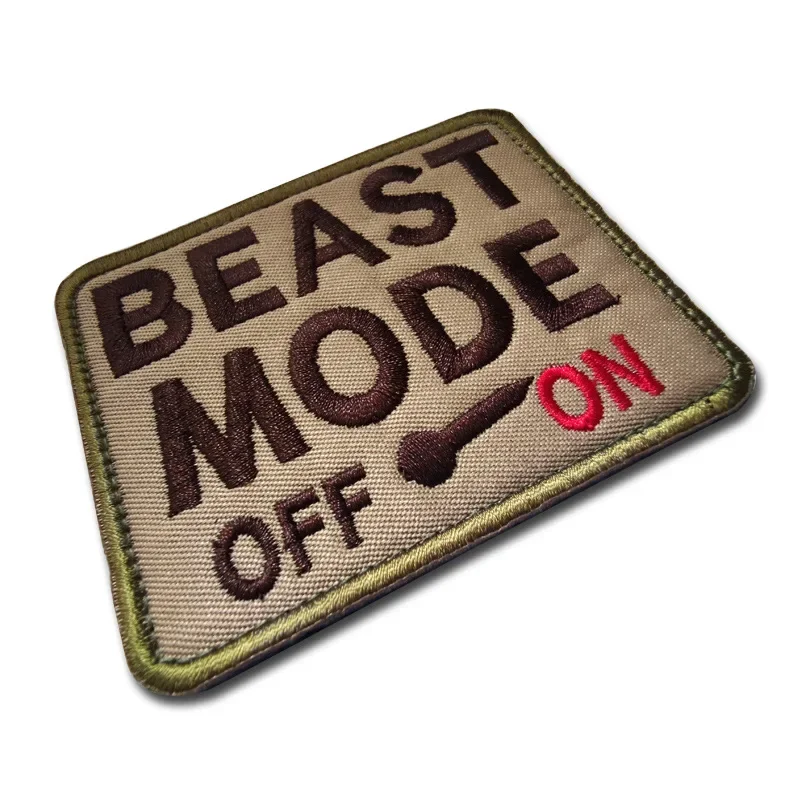 Beast Mode-Open Embroidery Patches, Hook and Loop Badge, Armband Logo, Backpack Bag Stickers, Hat Appliques, DIY Clothes