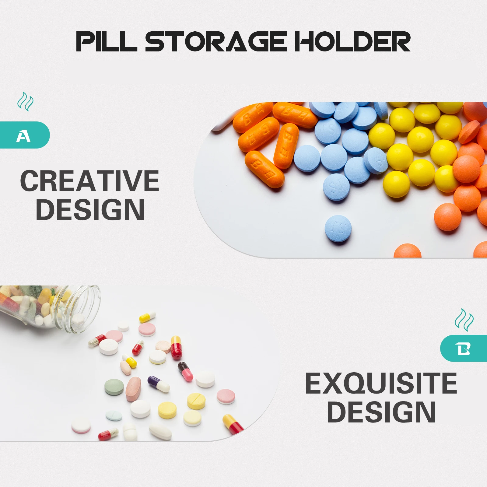 

2Pcs PillBoxes MedicineStorage Container Organizer Compartments DrugElder PortableTravel Outdoor HealthCare Box