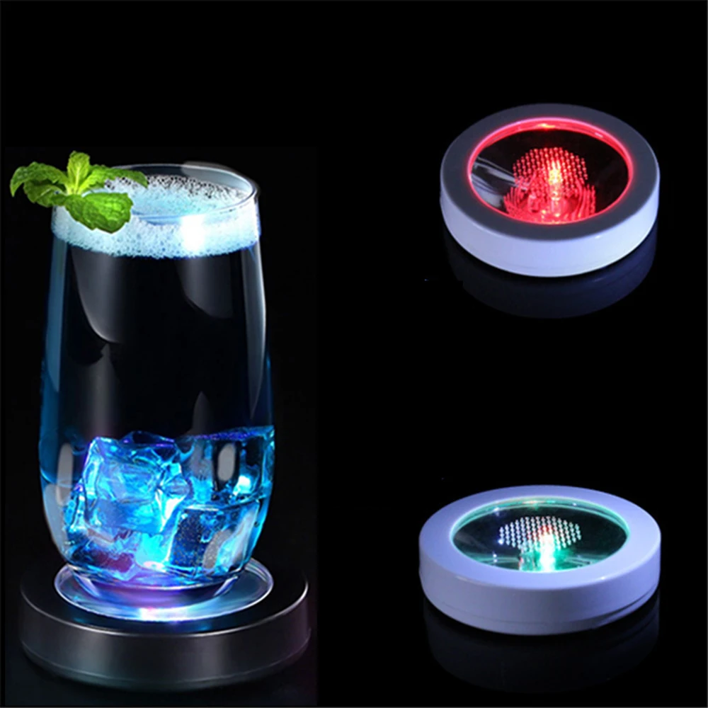 Color Changing Flashing LED Coaster Drink Bottle Champagne Cocktail Cup Mat Holder for Party Club Bars Vase Wedding Decoration