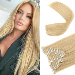 16 Clips 7Pcs/Set Hair Extensions Long Straight Natural Synthetic Black Blonde Hairpieces Heat Resistant For Women Hairstyle