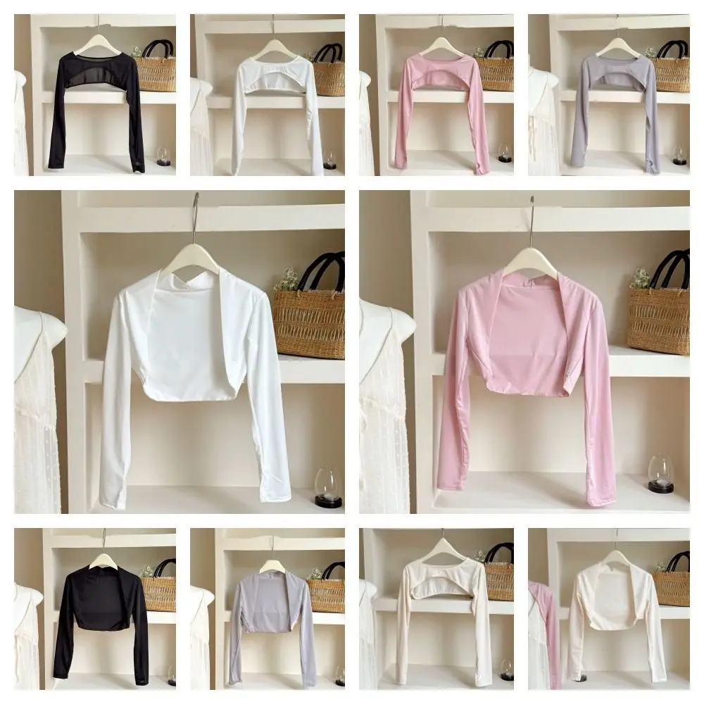 Ultra-thin Long Sleeve Crop Top Anti UV Quick-Drying ยาวผ้าไหมน้ําแข็งแขนสีทึบ UV Protection ครีมกันแดดแขนครอบคลุม lady