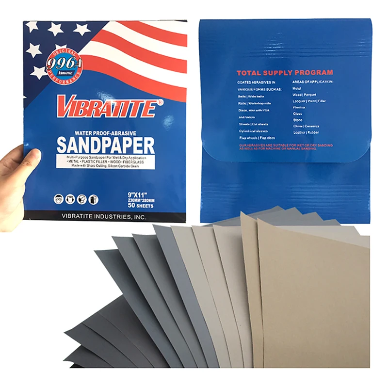 9“x11” Wet & Dry Waterproof Sandpaper 60 80 100 120 150 180 240 320 400 600 to 10000 Grit A4 Paper For Car Glass Paint Polishing