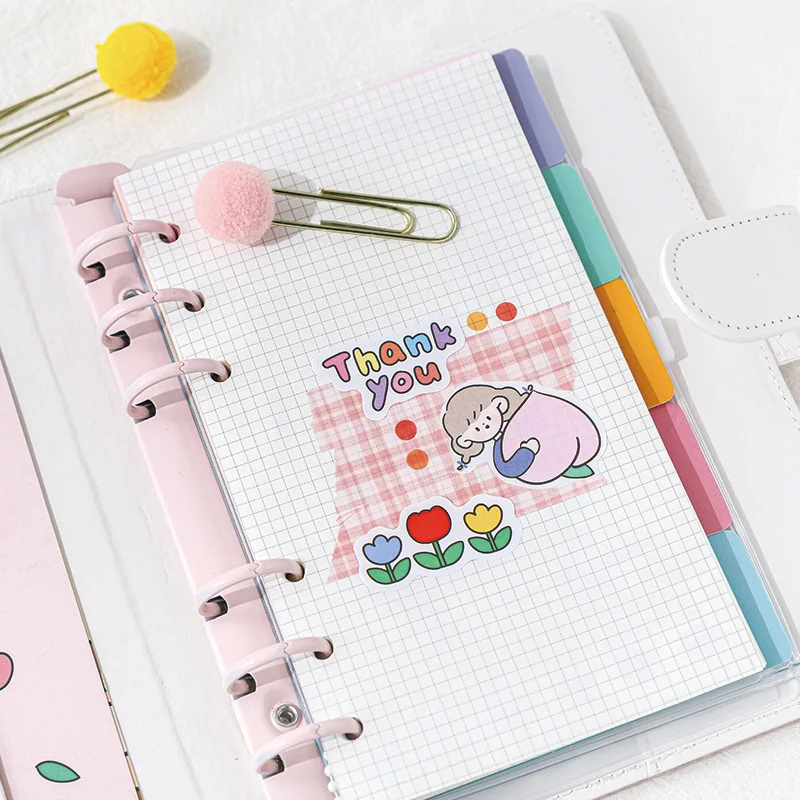 A6 Binder Index Separator Page Cartoon Greeting Card  with Notebook Set For Loose-leaf Notebook Cover School Office Stationery