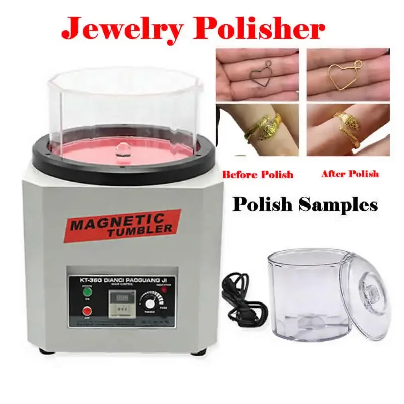 KT-360 750W Jewelry Polisher Electric Magnetic Tumbler Polishing Machine for Gold and Silver Jewelry Polisher Tool Kit