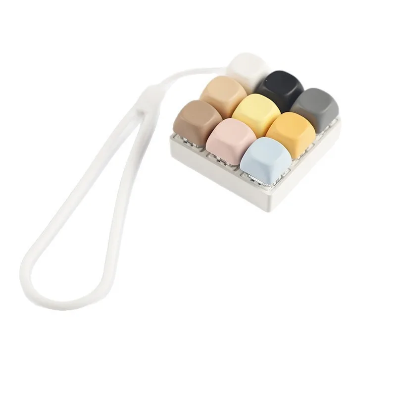 

9-клавишный брелок с силиконовым ремешком, офисная игрушка для снятия стресса, кнопка на палец, игрушка-брелок с клавиатурой