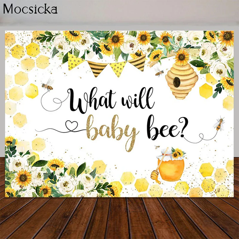 Honey Bee Baby Shower Backdrop Sunflower Sweet Honeycomb Photography Background What Will Baby Bee Decorations Photo Booth Props