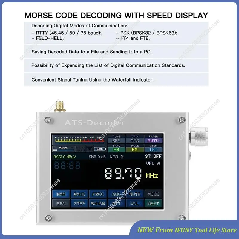 Para ATS-Decoder Mega SDR Radio AM FM SYNC SSB CW DIGI receptor versión mejorada de ATS25 Max-Decodificador pantalla a Color de 4 pulgadas nuevo