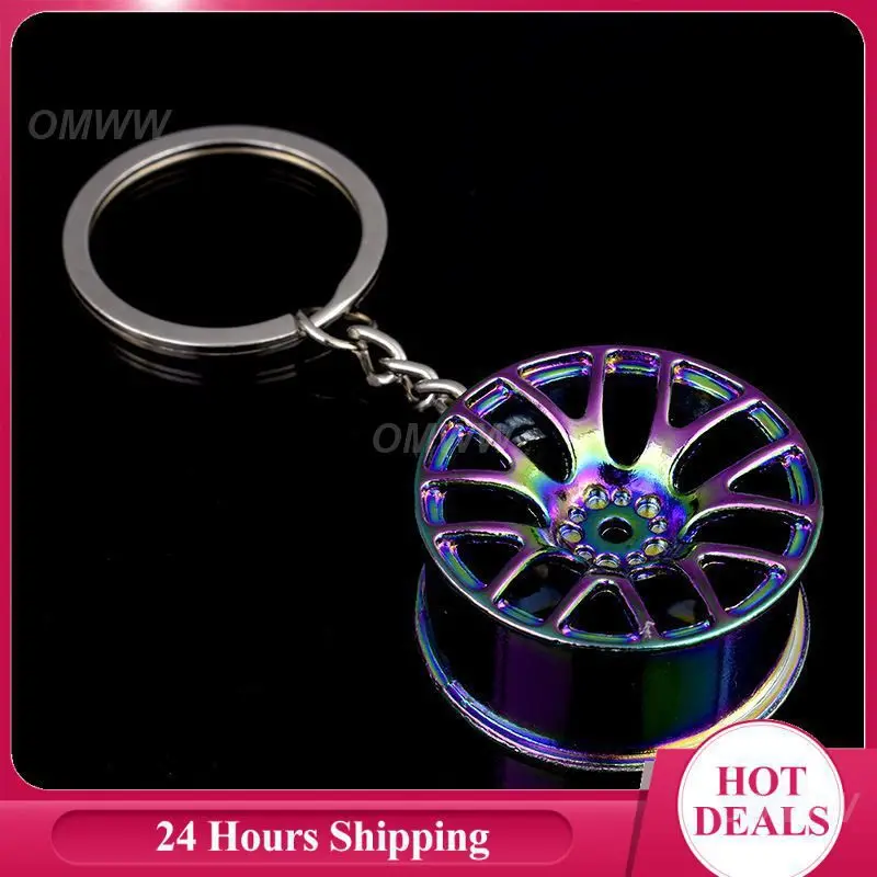 Creative Wheel Rim Keychain Men Metal Car Key Pendant Mini Hammer Wrench Tool Keychain Car Speed Gear Head Key Chains