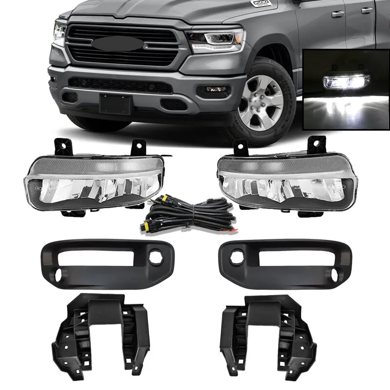 

For 2019-2022 Dodge Ram 1500 Front Bumper LED Fog Light & Cover + Bracket Set