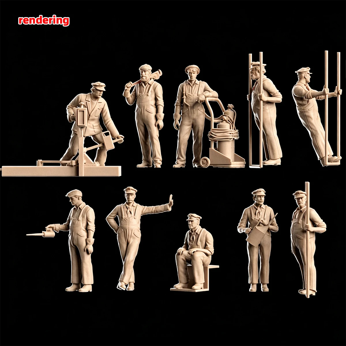 1/35 1/48 1/72 Z HO Modellbahn Maßstabsmodell-Set 3D Harz Miniatur-Soldatenfiguren Diorama Unbemalte Eisenbahner DIY – Detail 10