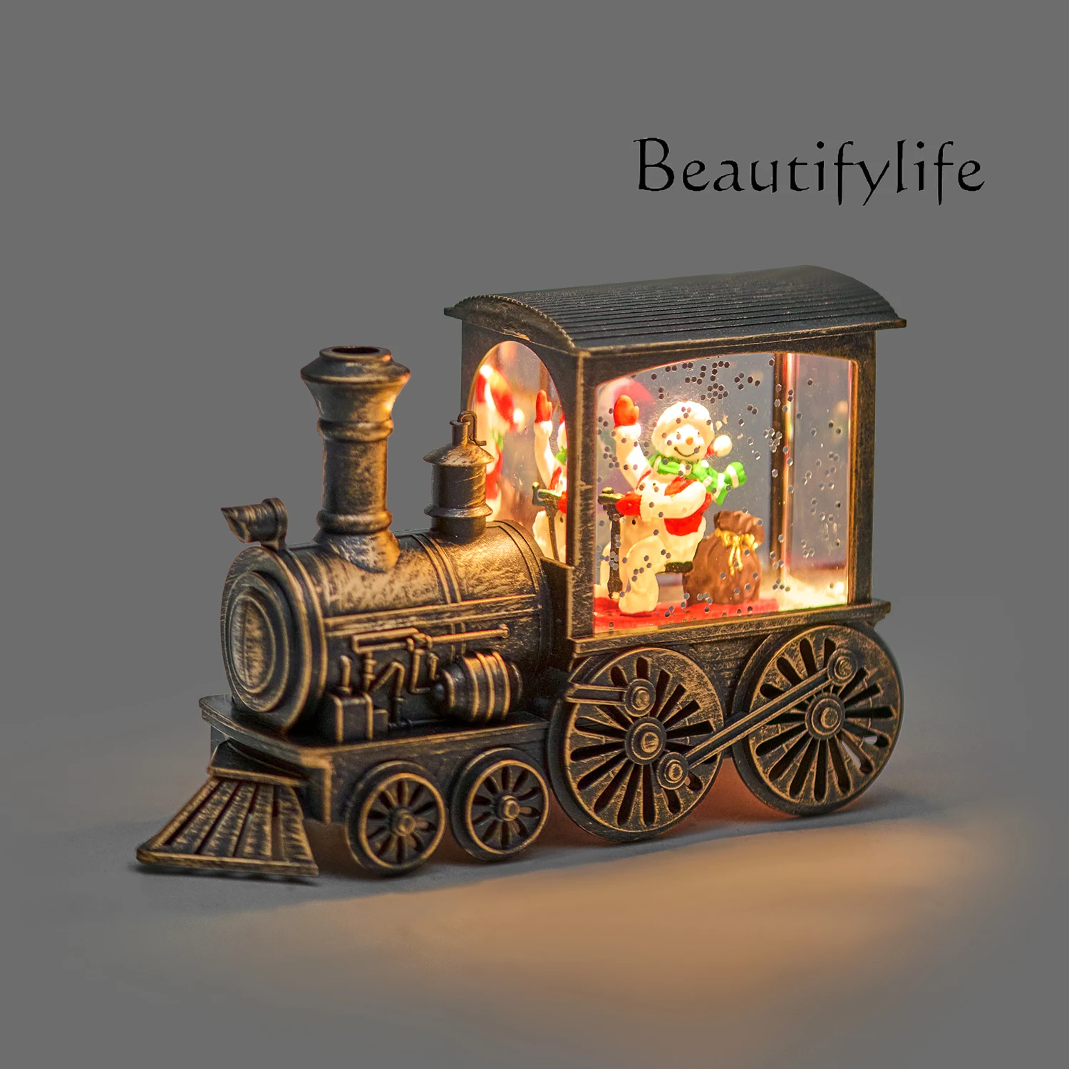 

Bored and snowman watching the scenery in the train "Small tabletop ornaments Christmas gifts