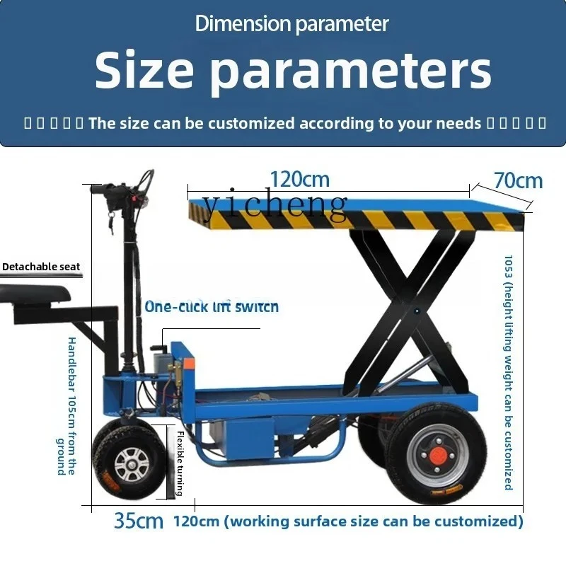 A1 Electric Lift Flatbed Truck Mobile Hydraulic Lift Platform Trolley Truck Warehouse Farm Turnover Truck