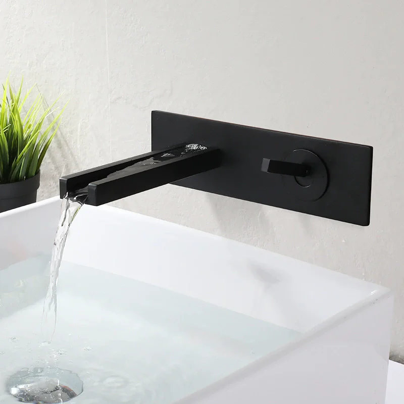 

Bathroom Basin Faucet Waterfall Sink Mixer Wall Mounted Bathroom Sink Faucets Hot And Cold Single Lever Waterfall Basin Tap