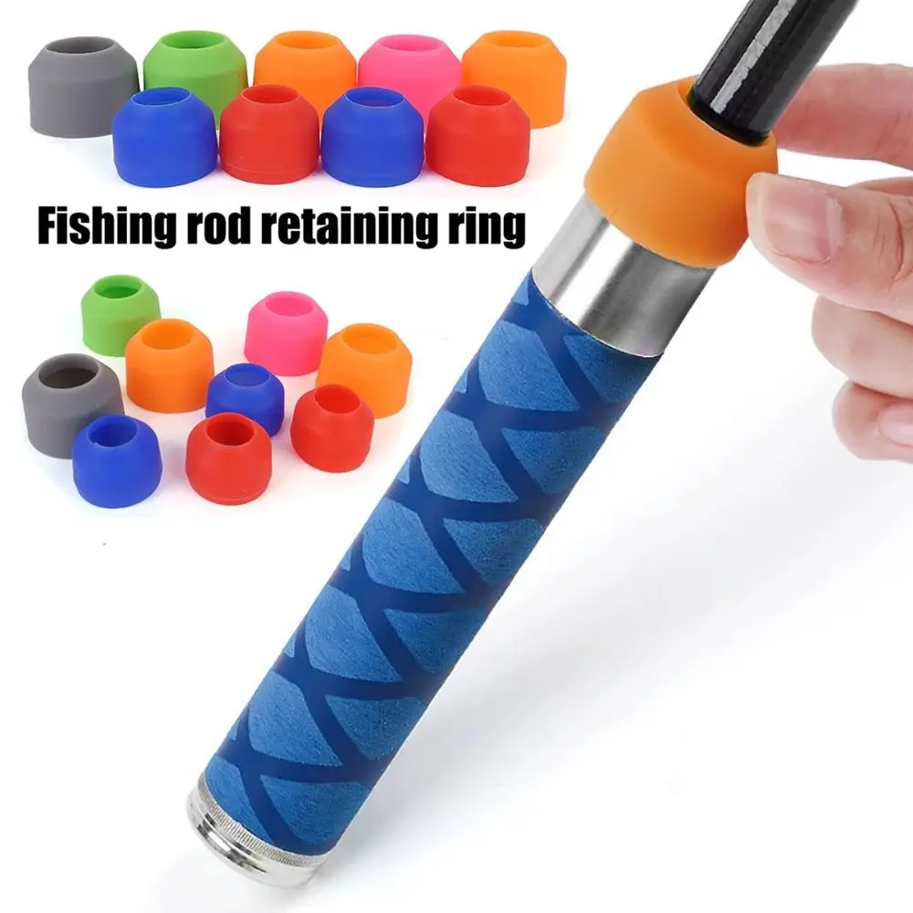 100Pcs Silicone Fishing Rod Fixed Ring Color Random Anti-skid Fishing Rod Stopper Fishing Gear Handle Protective Case