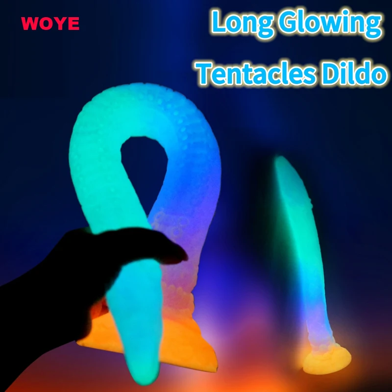 New Monster Liquid Silicone Dildo Super Long Glowing Tentacles Penis Soft Anal Plug Masturbate Butt plug Men Women Anal Sex Toys