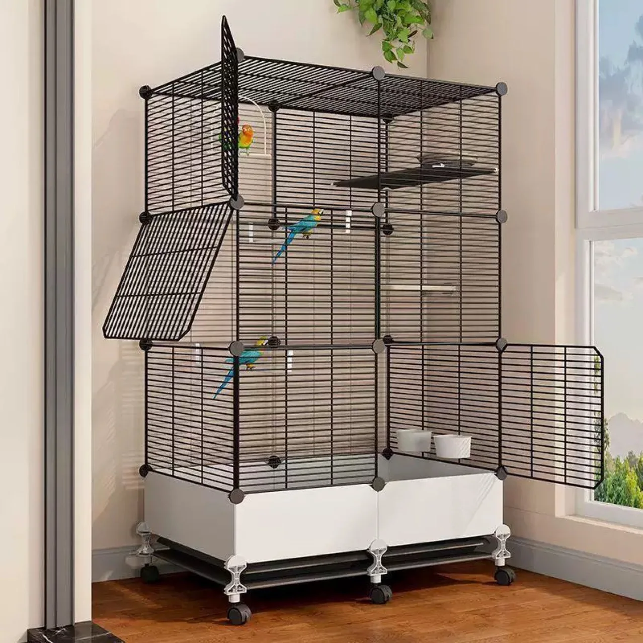 Bird cage landscaping starling parrot tiger skin pearl bird large large luxury Xuanfeng splash-proof villa