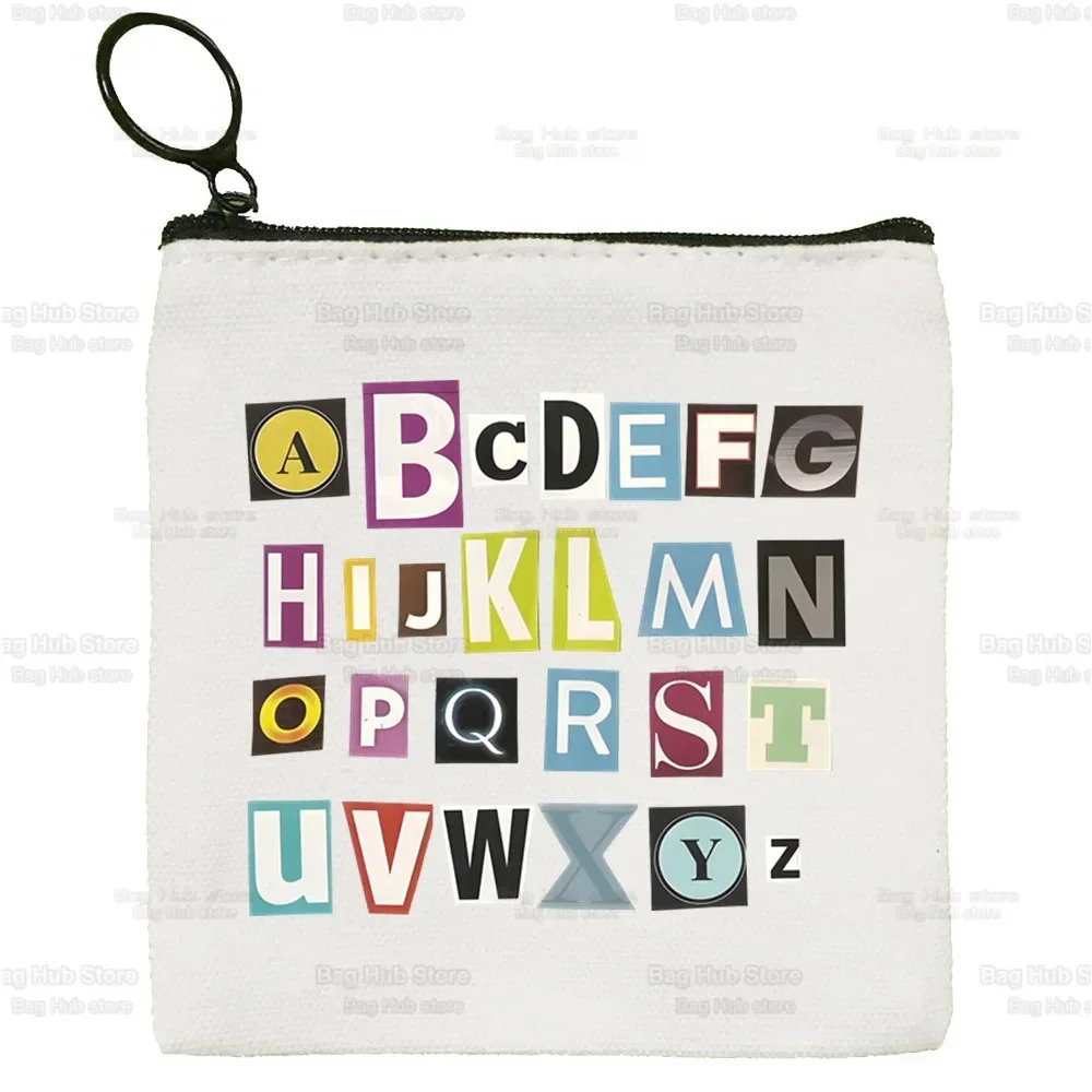 Coloring Alphabet 26 English Key Bag Storage Bag Card  Cartoon Coin  Canvas Coin Purse Canvas  Small Square Bag