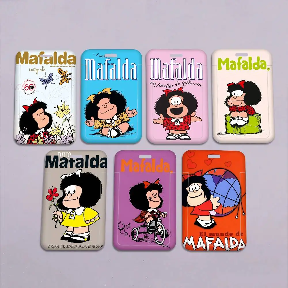 

M-Mafalda Comic Credential Badge Holder Card Holders Student Campus Lanyard Cards Holder Neck Straps For Gift