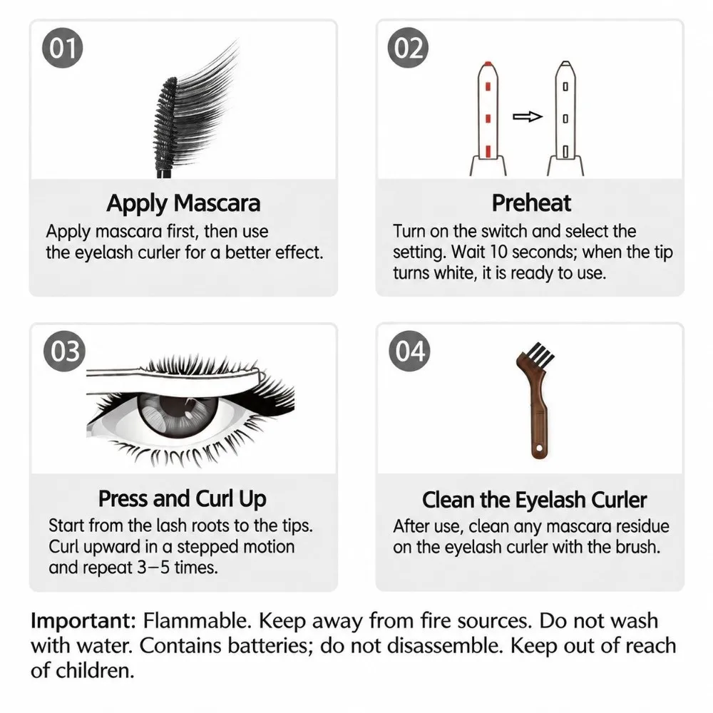 Rechargeable Electric Eyelash Curler Long Lasting Portable Heated Eyelash Curler 2 Temperature Modes Lash Curler Makeup Tool