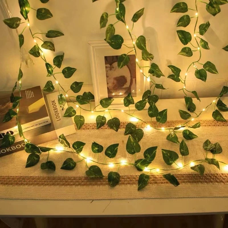

Fairy Lights Battery Powered Christmas Tree Garland Light Green Leaf String Lights Artificial Vine for Wedding Party Decoration