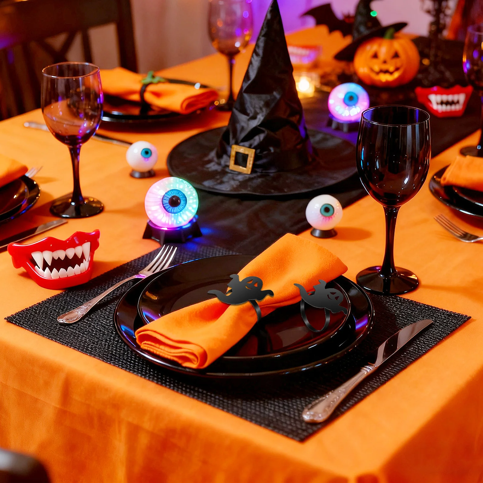 

4pcs Ghost Napkin Rings Halloween Decor Alloy Tableware For Party Dining Decoration Unique Gift Spooky Home Design Kitchen Bar