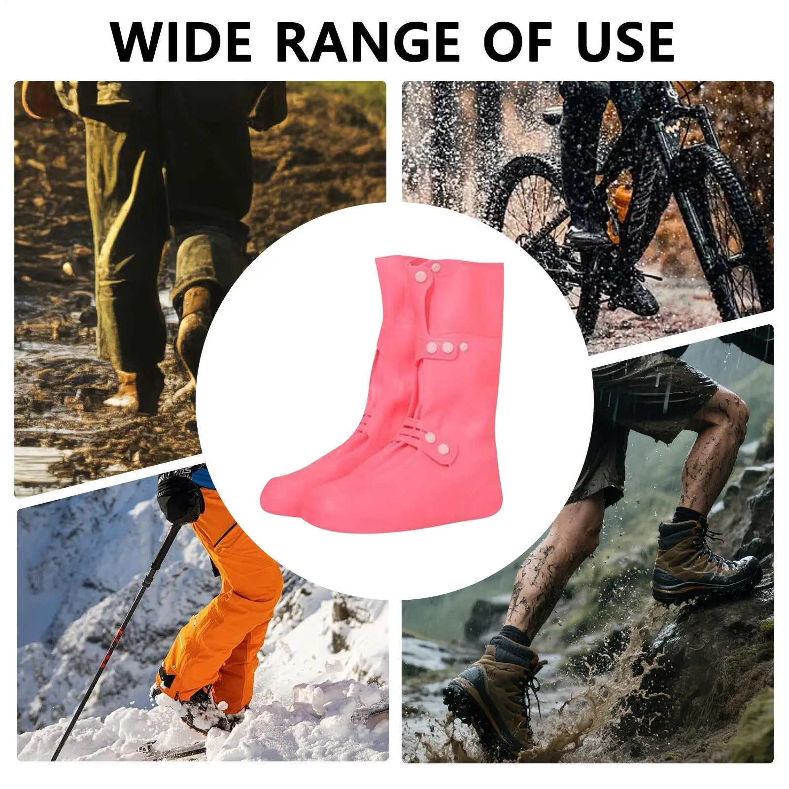 레인 슈즈 커버 1쌍 재사용 가능한 실리콘 신축성 레인 부츠 커버 방수 눈 진흙 겨울 여름 여행 정원용