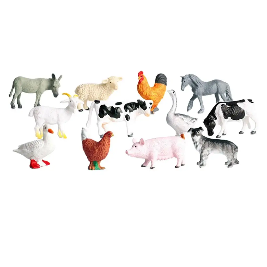 12 Pieces Farm Animal Model toys Action Figures Playset, Sheep, , Horse, and Cow