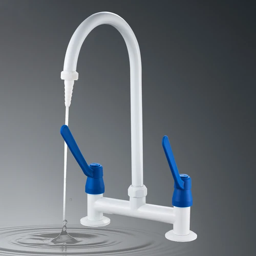 Imagen 2 del producto Grifo profesional de doble uso para laboratorio, boquilla de agua fría y caliente, cuello de ganso, boquilla Vertical, 1 unidad