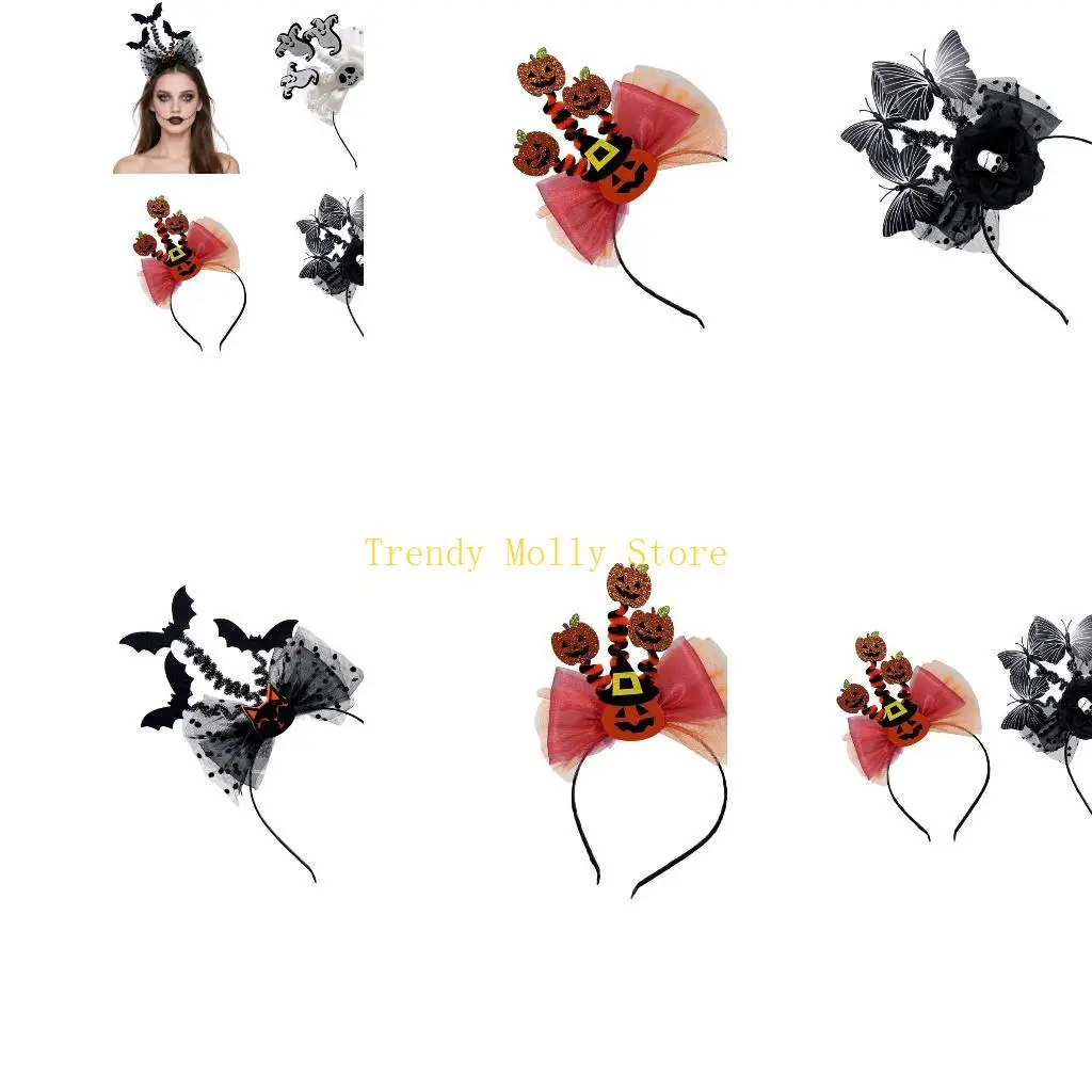 

N5KB Adjustable Bat Hair Accessory Hair Hoop Comfortable Bowknot Band For Spooky Festive Occasions