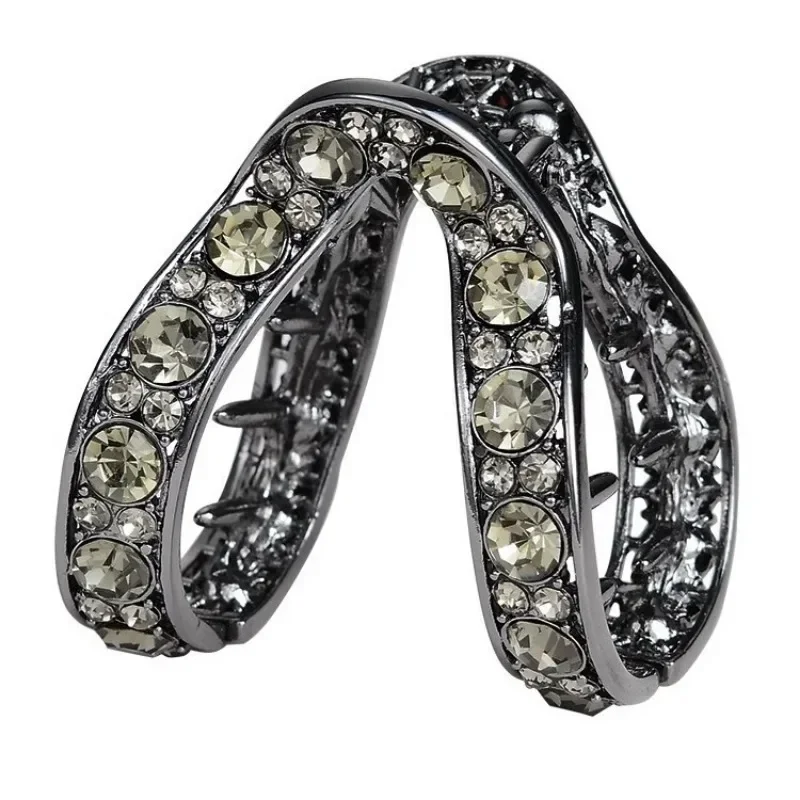 Rhinestone Mini klips do kucyka kobiety dziewczęta mała moda zapobiegająca opadaniu metalowy wysoki kucyk pazur do włosów nakrycie głowy akcesoria do włosów