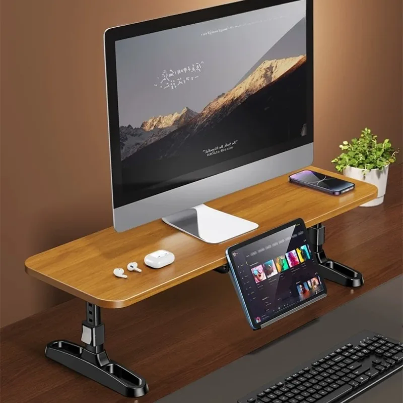 Lift Monitor Holder Wooden Folding Adjustable Monitor Storage Riser Stand Office Table Laptop Height Increase Rack Monitors Base
