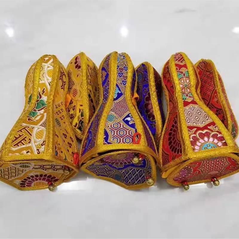 

Nepalese Vajra Bell and Dorje Set - Handmade Protective Case Embroidery Double-Layer Thickened Tantric Storage Bag Large Size