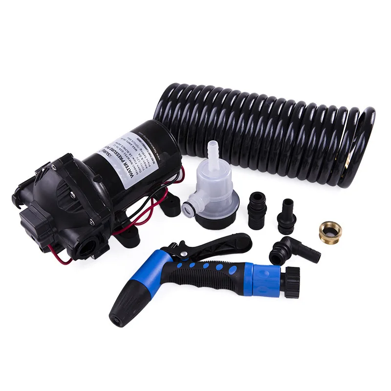Marine Deck Wash Pump, High Pressure Car Washing Booster Pump 5-Chamber Pump Complete Cleaning Kit, 12V for RV & Boats