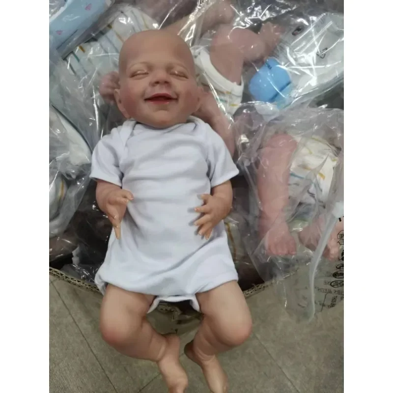 19inch Already Painted Full Body Silicone Reborn Baby Doll Sleeping April Lifelike Soft Touch Bath Toy 3D Skin