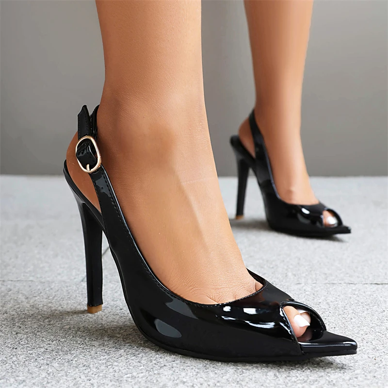 Sexy Red Women's Sandals Summer Shoes New 2025 Black White Pink High Heels Slingbacks Mules Wedding Party Shoes Large Size 48 - view 4