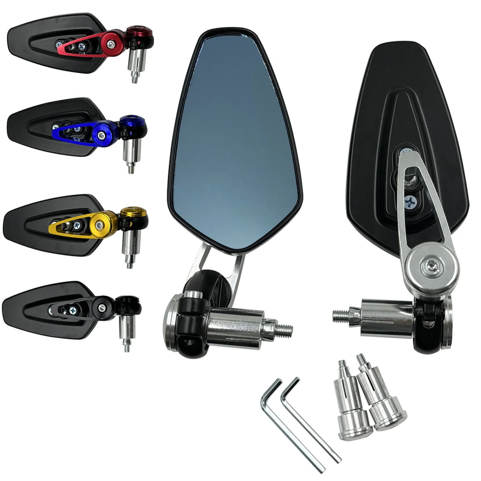 

Universal Motorcycle Rearview Mirrors For 7 8 And 22mm Handlebar End Mirror Scooters Blue Mirror 2pcs Filter Strong Light