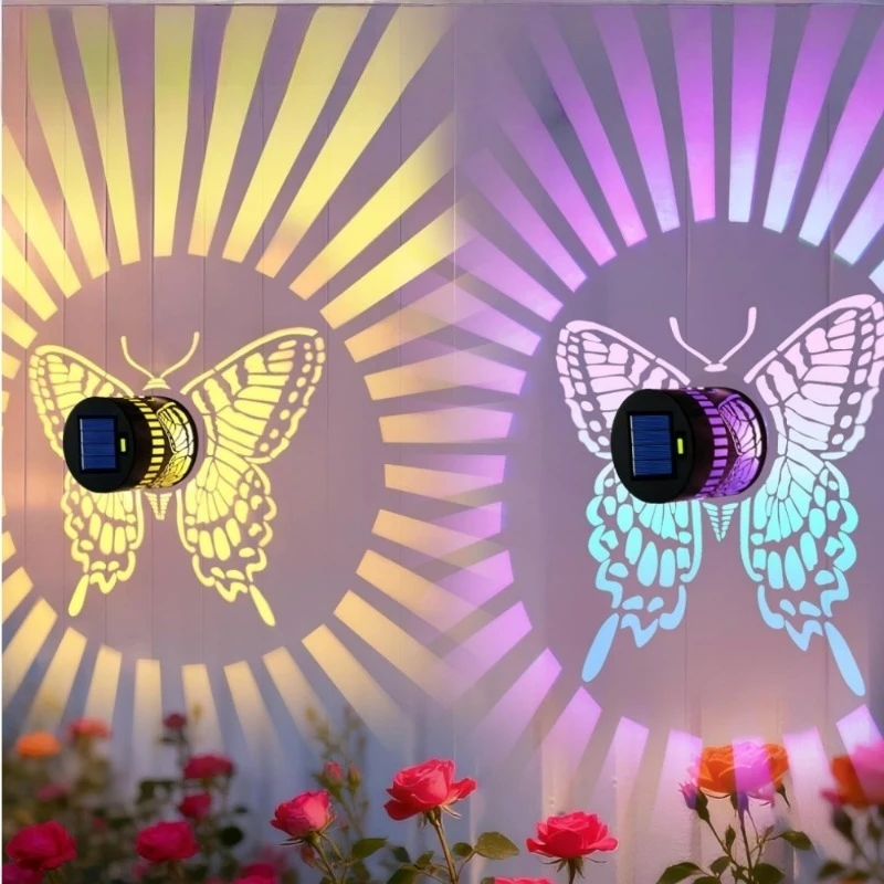 Decorative Solar Butterfly Lights Garden Wall Step Deck Light Outdoor Decor Colors Changing Fence Lights for Post Patio Backyard view 2