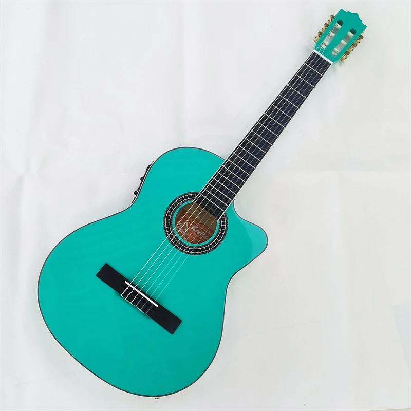 Thin Body Classical Guitar with EQ, Green Color, 39