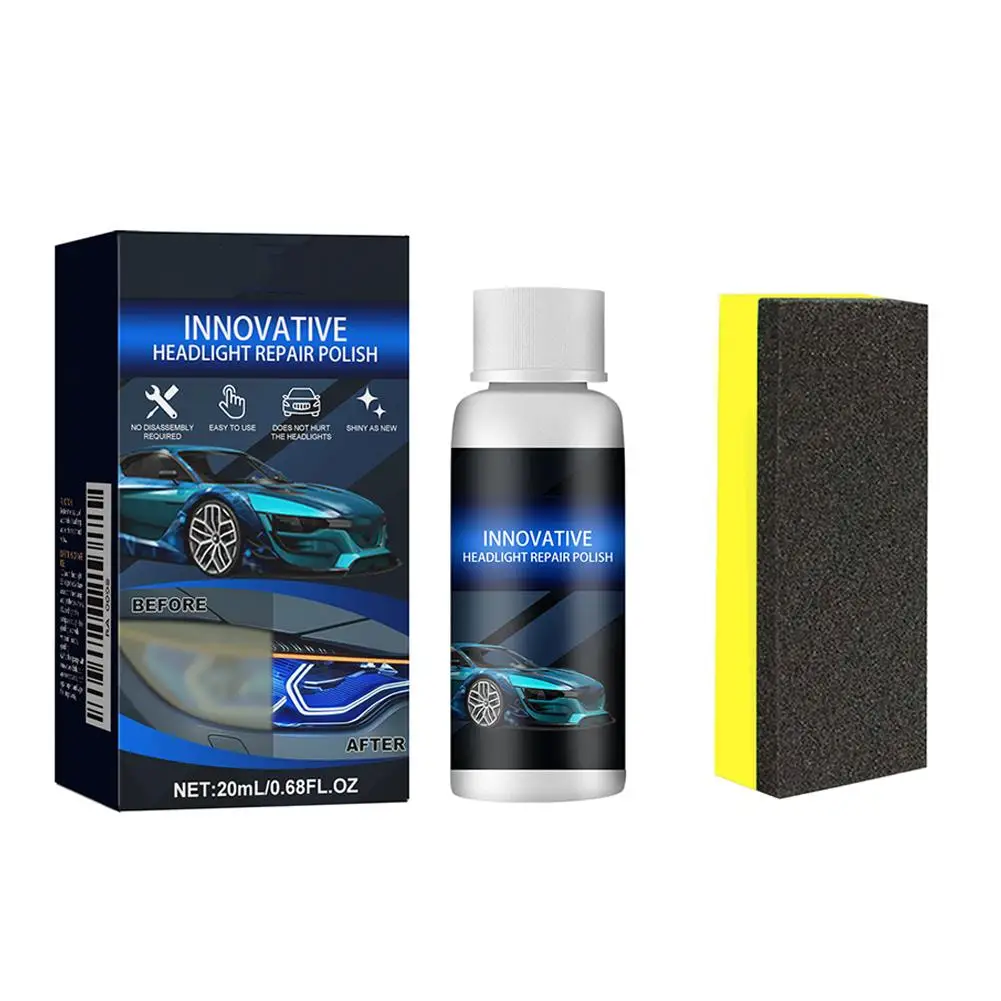 Headlight Restoration Kit Efficient Car Light Lens Cleaner/Restorer With Sponge, Removes Scratches & Oxidation For All Vehicles