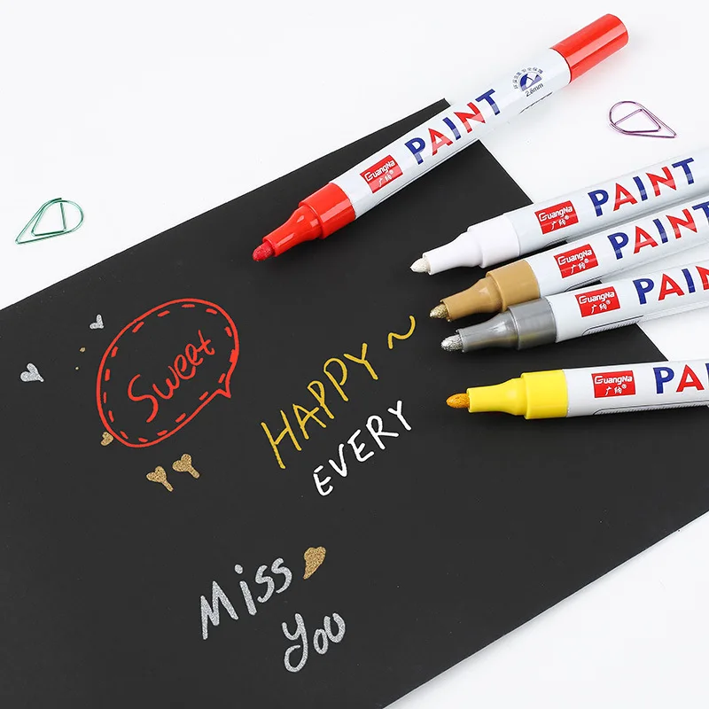 12 Colorful DIY Art Pen Permanent Paint Marker Waterproof White Markers tire tread rubber fabric Paint metal Paint Marker Pens