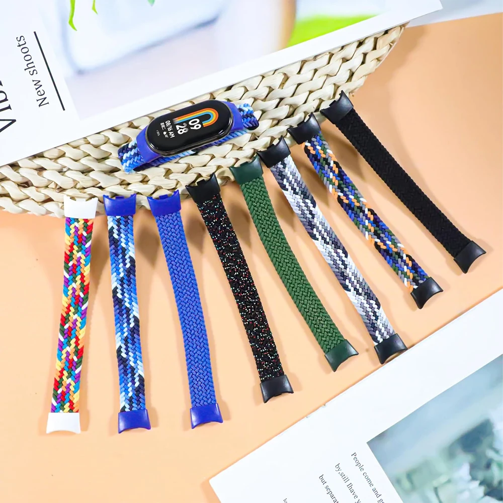 Strap for Mi Band 9/8/7/6/5/4/3 accessories Elastic Nylon Braided Replacement belt bracelet correa for Xiaomi Miband 9 Strap