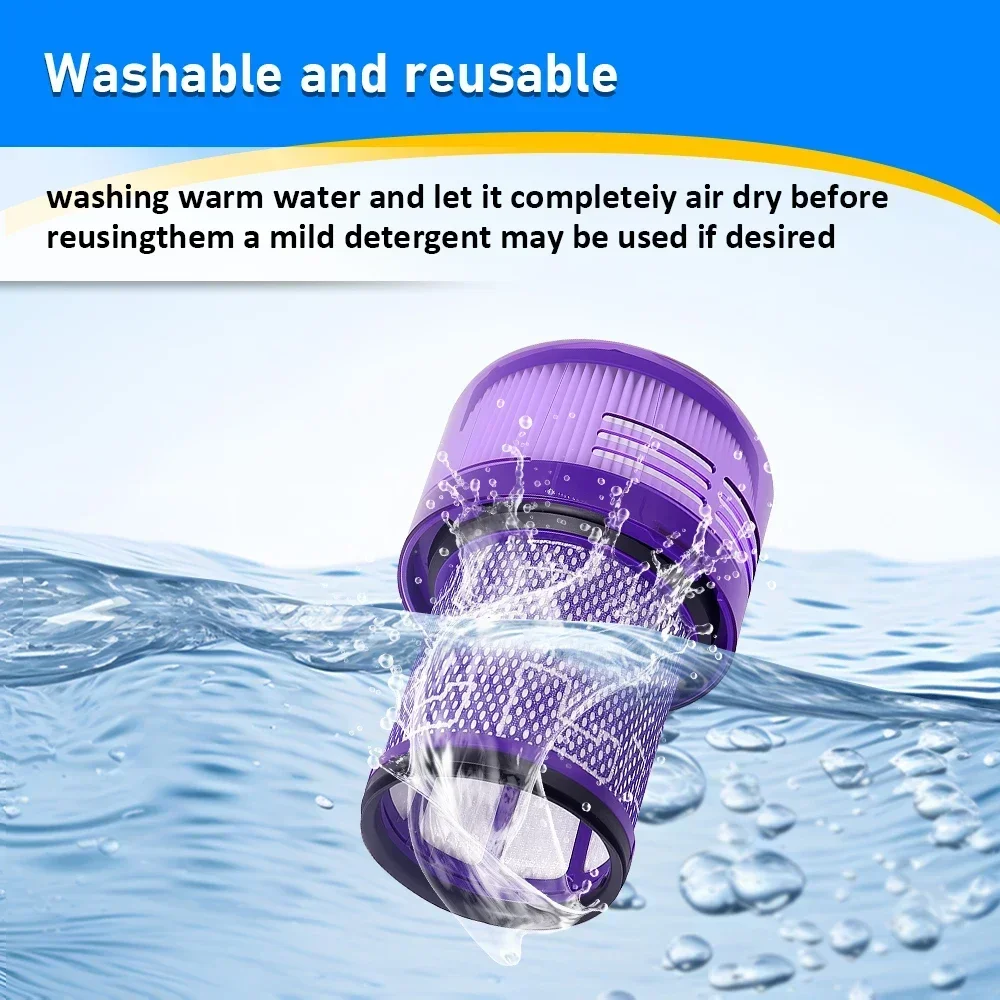 فلتر HEPA لـ Dyson V12 Detect Slim مكنسة كهربائية لاسلكية بديلة ملحقات الفلتر قطع غيار الغبار القابلة للغسل