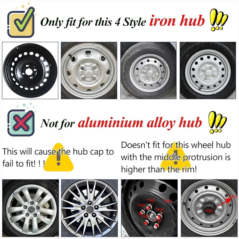 4PCS Universal Hubcap Wheel Cover Replacement R14 R15 Hub Cap Wheel Rim Cover Exterior Accessories for Car Wheel Parts Trunk SUV