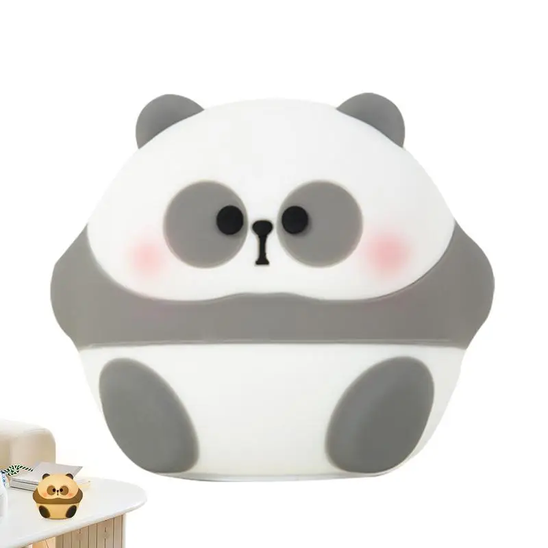 Panda Light Animal Night Lamp Cute Panda Soft Silicone Touch Control Rechargeable Convenient Silicone Animal Nursery Lamp For