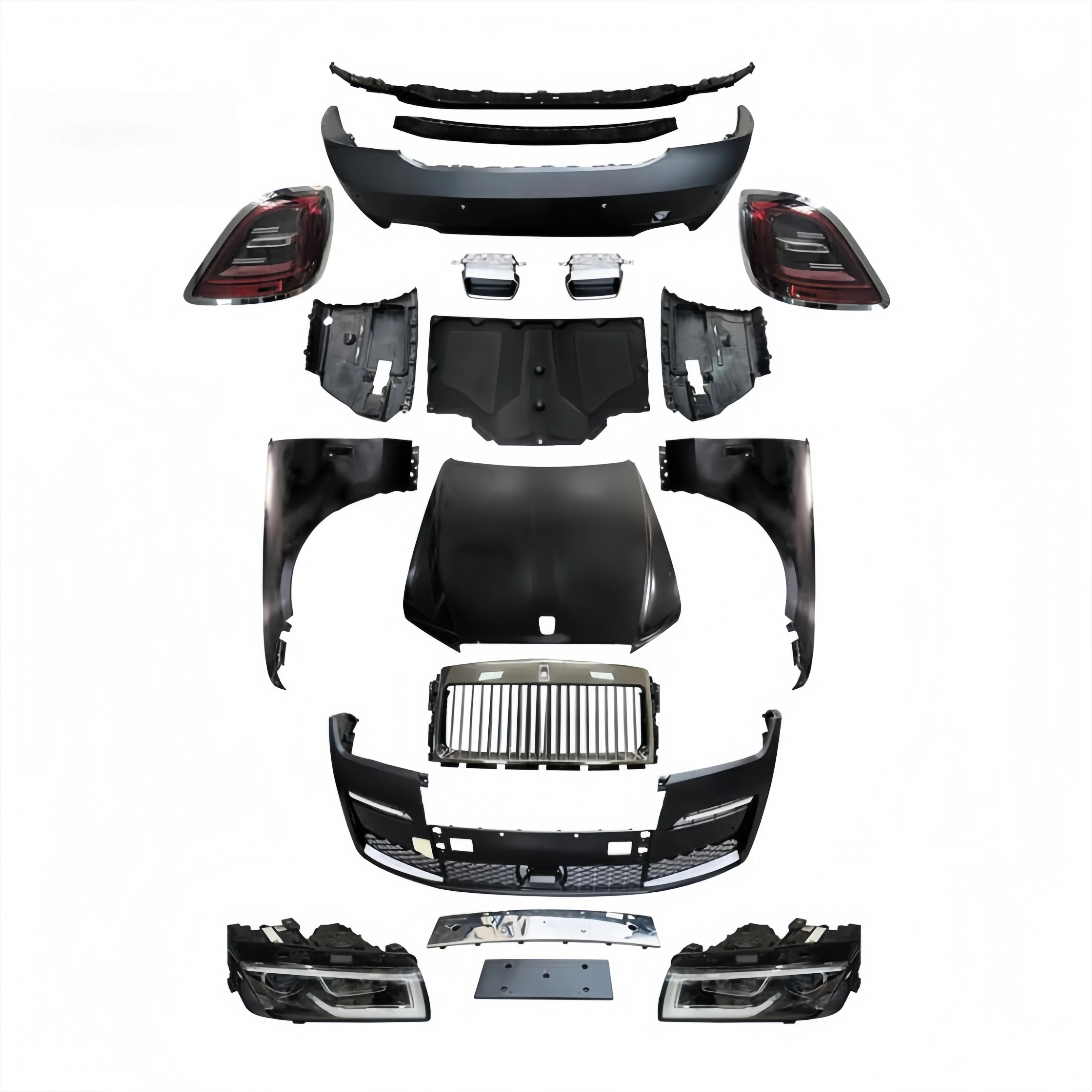 For Rolls-Royce Ghost 1st Gen Upgrade to 4th Gen Body Kit 2010-2014 Upgrade to 2024 LED Headlights Front and Rear Bumper Grilles