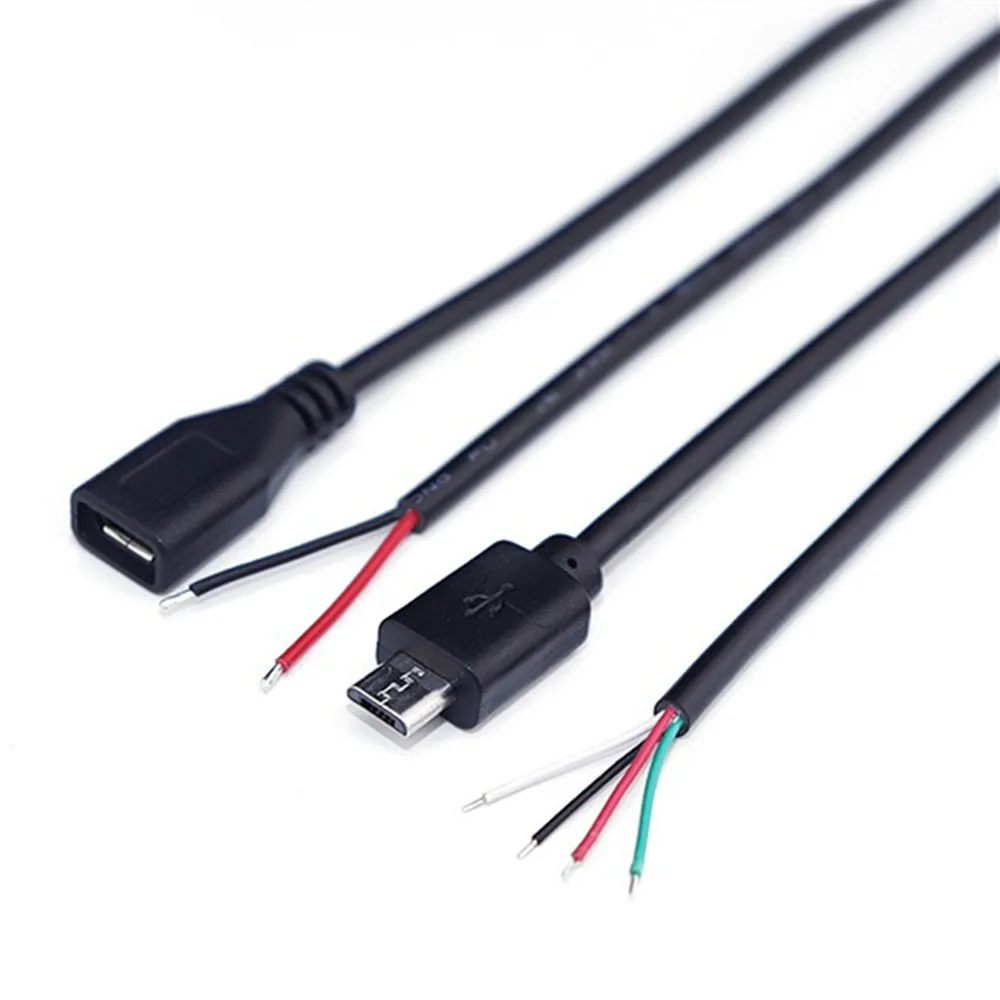 Picture 3: Micro USB 2.0 A Male Female Jack Cable 4 Pin 2 Pin Core Wire Data Charge Power Extension Cord Connector DIY for Android