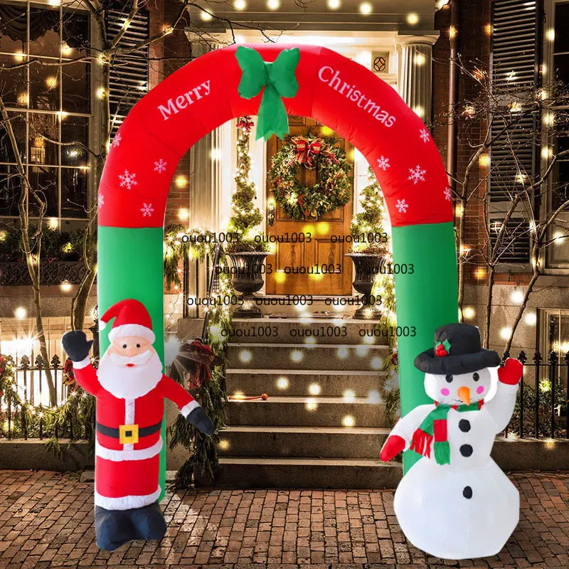 

Suitable for Christmas Party Decoration Inflatable Christmas 2.4m Arch Santa Snowman 3 Lights Air Mold