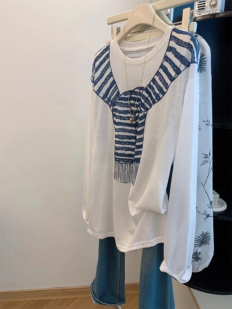 

Очень большой размер, 300 пуд, уникальный красивый белый длинный свободный топ-футболка для женщин, летняя одежда, защита от солнца