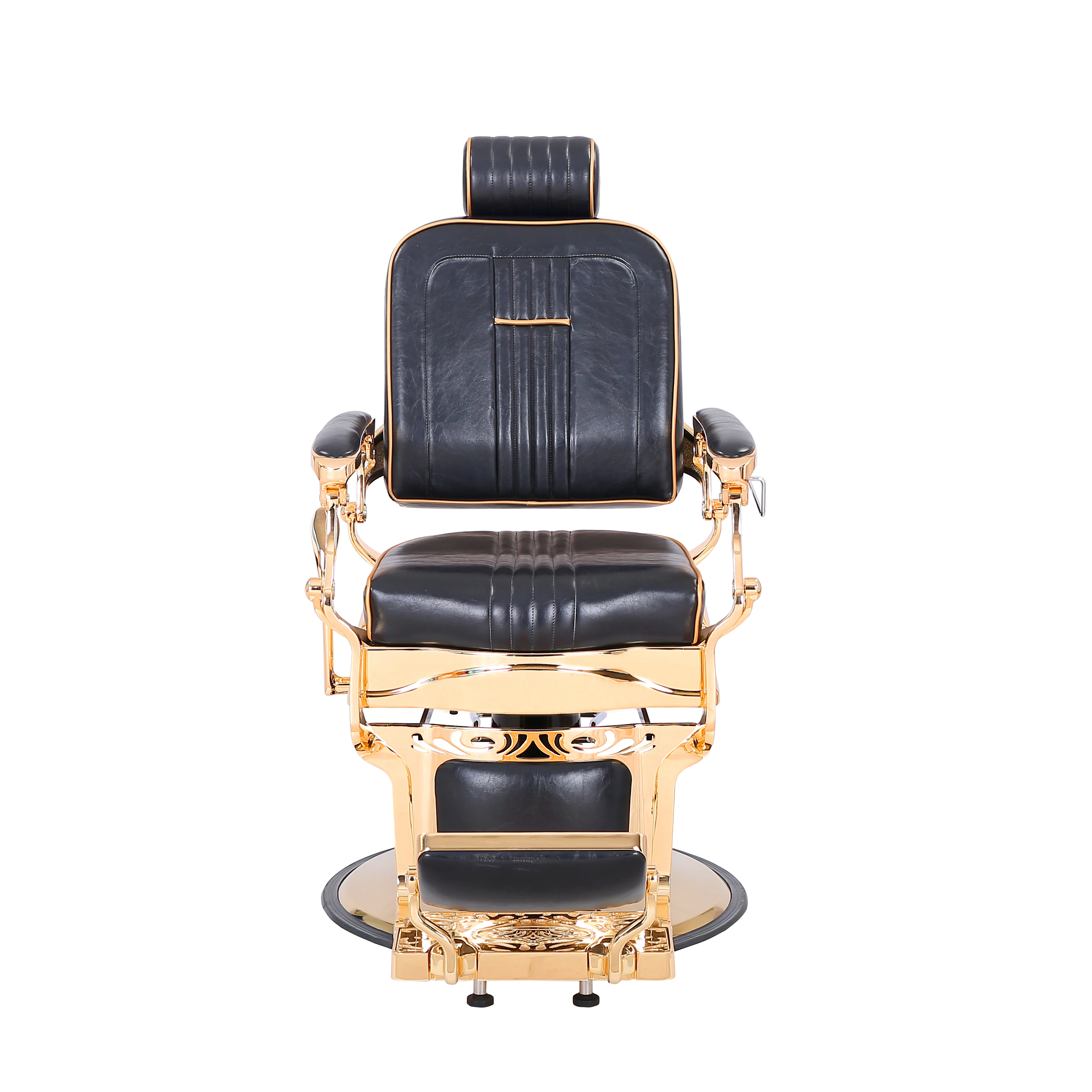 Factory Direct Wholesale Customized Golden Synthetic Leather Chassis Contemporary Barber Chair Hydraulic Lifting Shaving