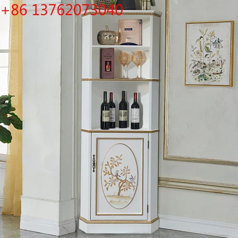 American Living Room Solid Wood Corner Cabinet Triangle Floor Cabinet European Corner Storage Storage Rack